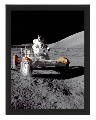 CERNAN DRIVING LUNAR ROVER AT TAURUS LITTROW 1972 8X10 FRAMED PHOTO