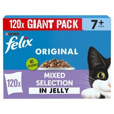 FELIX Senior Cat Food 7+ Mixed in Jelly 120x85g Pack - Balanced Nutrition 5.54 per kilo