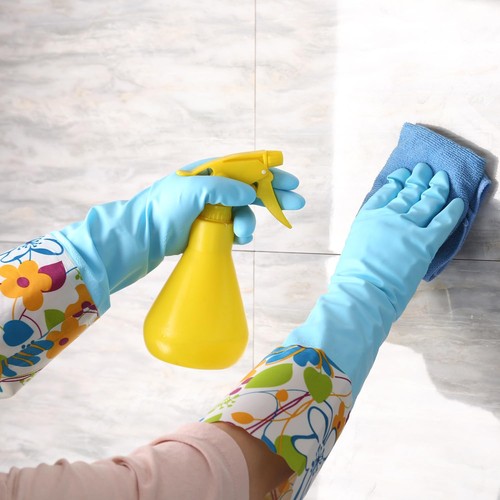 3 Pairs Rubber Cleaning Gloves, Household Kitchen Dishwashing Gloves with Cot... - Picture 6 of 7
