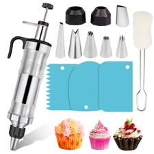 Dessert Decorating Syringe Set Frosting Piping Kit Stainless Steels Cake Deco...