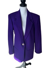 Sag Harbor Vintage Women's Blazer Jacket Size 10 Purple 100 Wool