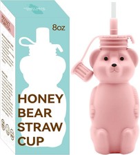Honey Bear Silicone Straw Cup, Babies Water Drinking Cup, 8-Ounce Therapy Sip...