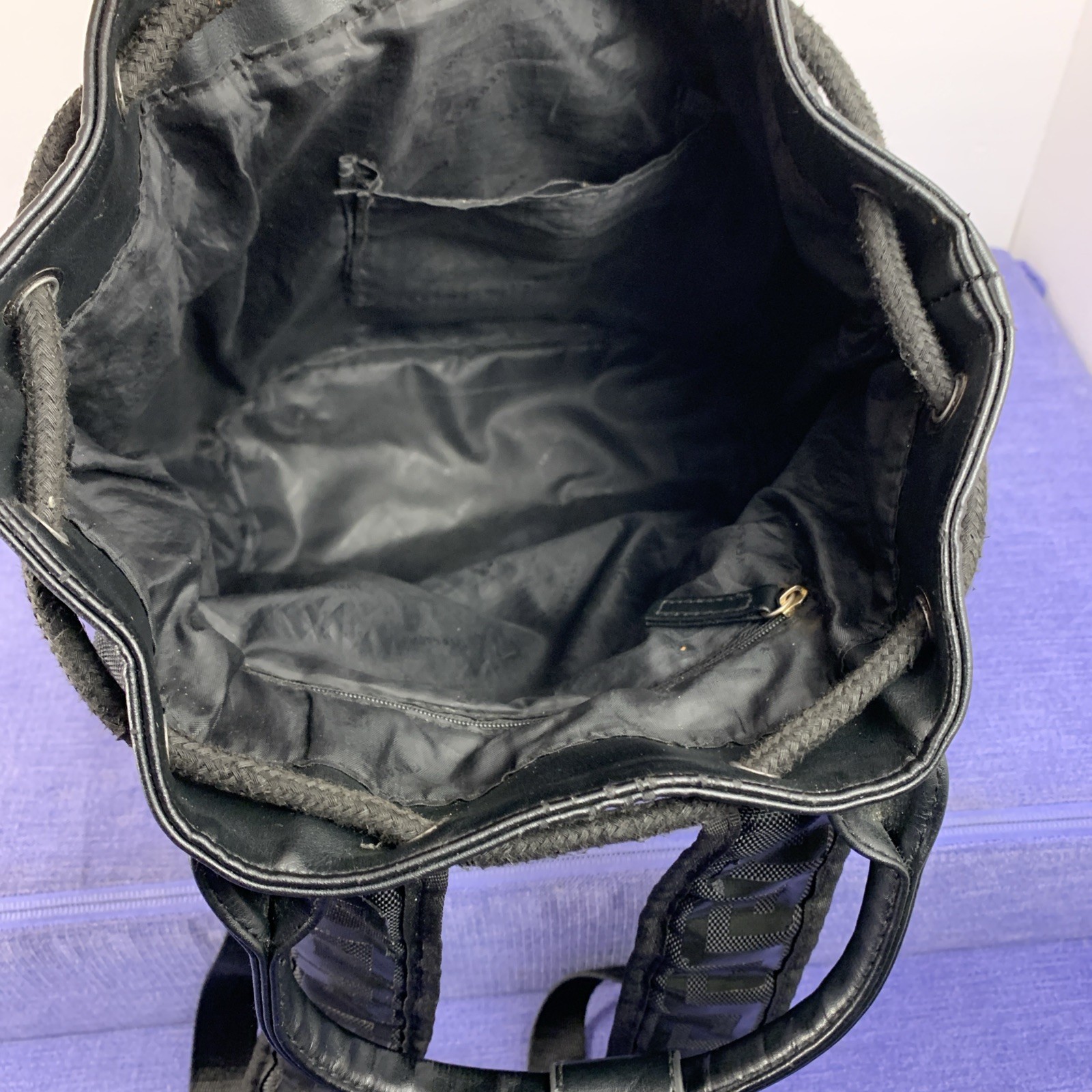 Versace Parfums Black Nylon Drawstring Backpack T… - image 5