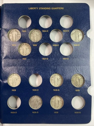 1916-1930 PDS Standing Liberty Silver Quarter Set ~ 9 Higher Grade Coins w/Album