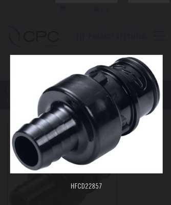 PACK OF 10 - CPC HFCD22857 Polysulfone 1/2 in. Hose Barb Valved Coupling Inserts