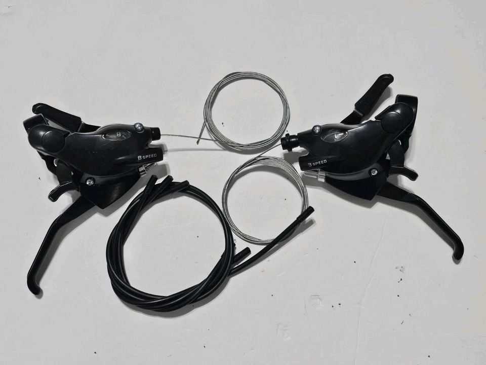 Sunlite 3x8 Speed Thumb Shifter Brake Levers V-Brake Right & Left w/Cables - Image 4 of 4