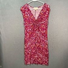 Michael Kors Pink & Orange Abstract Print Sleeveless Twist Front Dress Size P/M