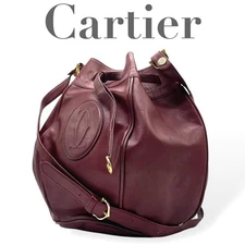 Cartier Mustline Leather Crossbody Bag Bordeaux Gold Hardware Excellent Conditi