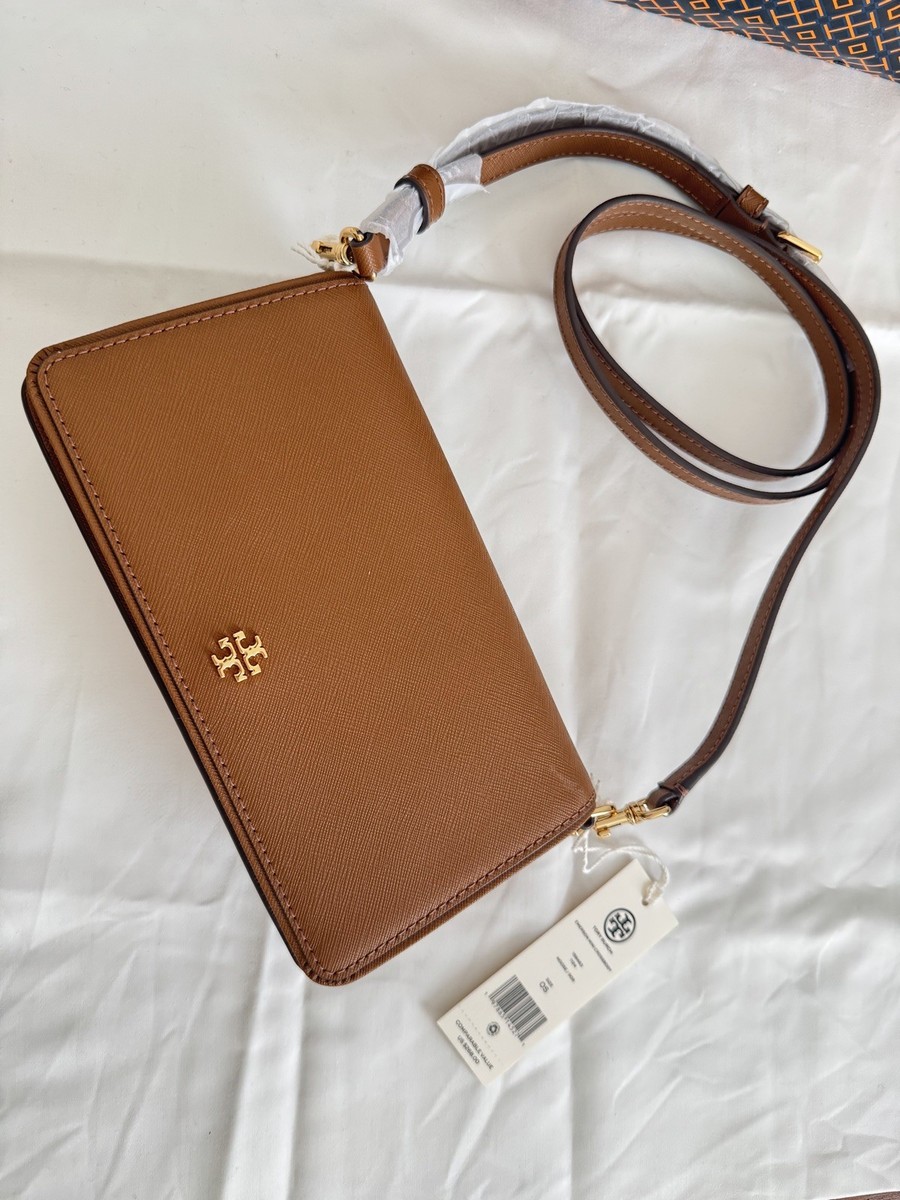 New With Tags Tory Burch Emerson Mini Crossbody Bag brown tan w