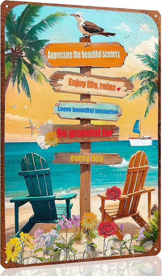 Retro Tin Signs Beach Room Decor Vintage Appreciate the Beautiful