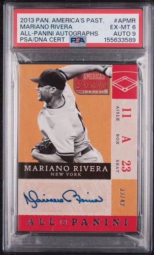 2013 Panini America's Pastime #AP-MR Mariano Rivera PSA 6 EX-MT 9 Auto HOF