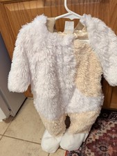 Infant Size 6-12 Months Plush Puppy Dog Halloween Costume White Brown Very Soft