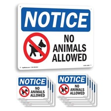 No Animals Allowed OSHA Notice Sign Metal, Plastic, Or Decal - 5 or 10 Pack