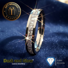 LUXURY SILVER ZIRCONIA RING BAND CZ WOMEN LADIES GIRLS WEDDING GIFT UK BRAND NEW