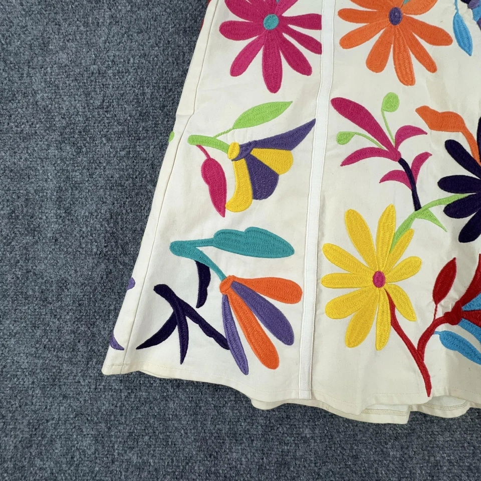 Falda Tory Burch Mujer 8 Crema Colorida Floral Bordada Algodón Boho Foto 3 de 4