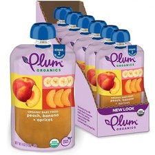 NEW Stage 2 Organic Baby Food - Peach, Banana, Apricot - 4 Oz Pouch Pack of 6 