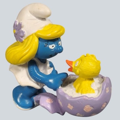 Vintage 1984 Smurfette Easter Egg Chic PVC Figure Smurfs Cake Topper by Schleich