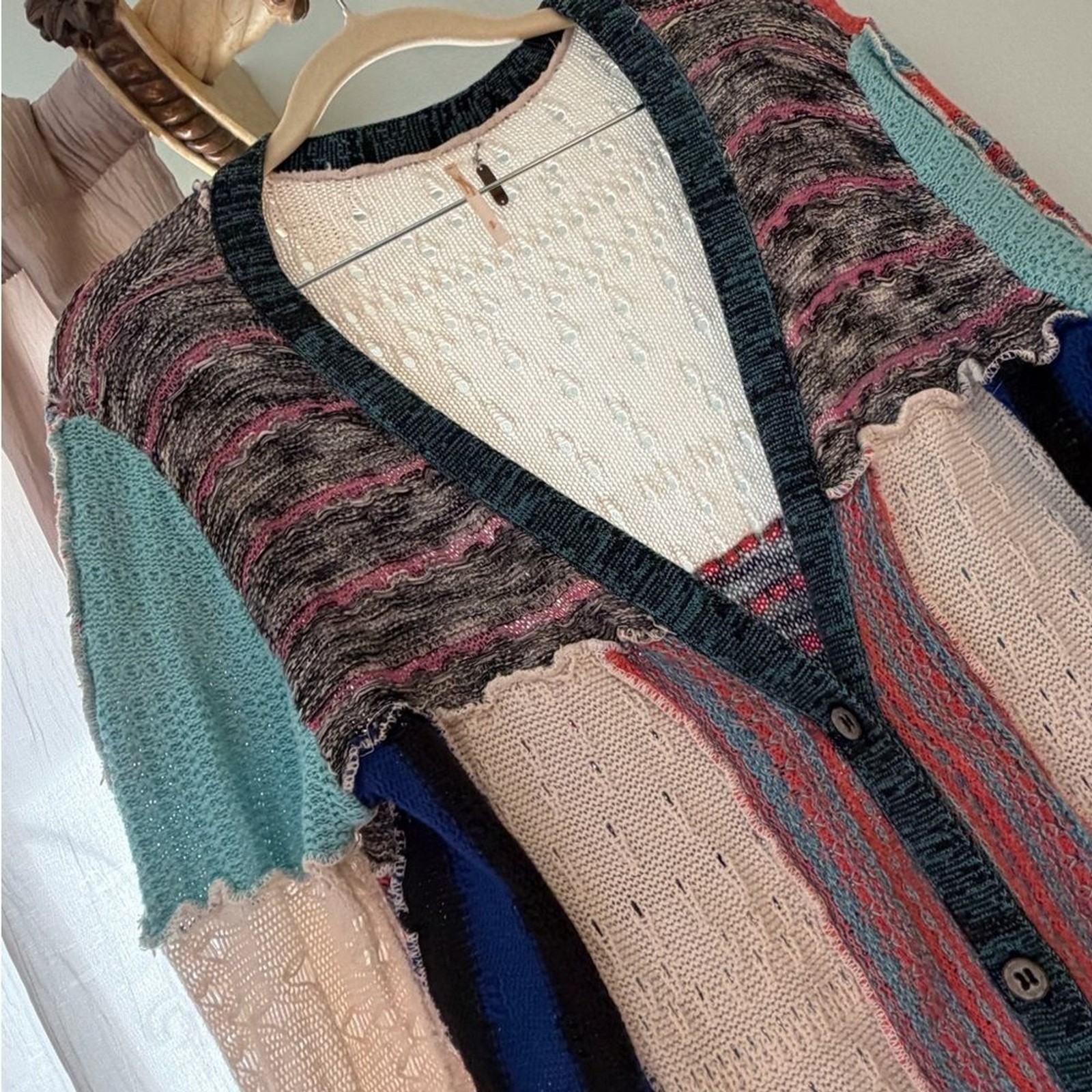 Freepeople Multicolor Patchwork Long Cardigan siz… - image 8