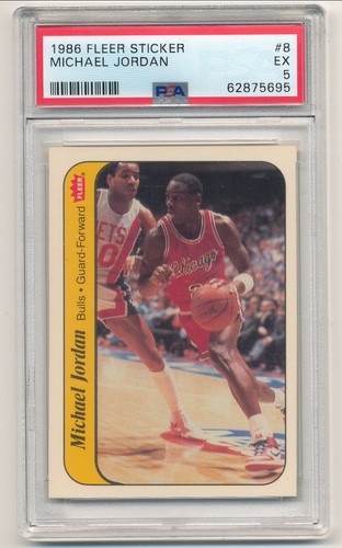1986-87 Fleer Michael Jordan Sticker Rookie #8 PSA 5