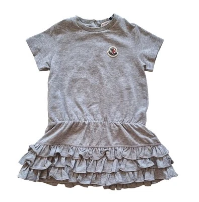 Moncler Robe À Manches Courtes En Coton Pour Fille 8I00005 8790N Gris - Photo 1/4