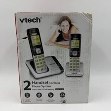 New Vtech 2 Handset Cordless Phone System Wired CS6719-2