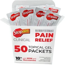 Stopain Pain Relief Clinical Gel Packets 50 Pack USA Made Max Strength Fast A...