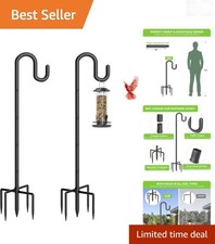 48-inch Heavy Duty Metal Shepherd Hook 2 Pack for Bird Feeders Plants