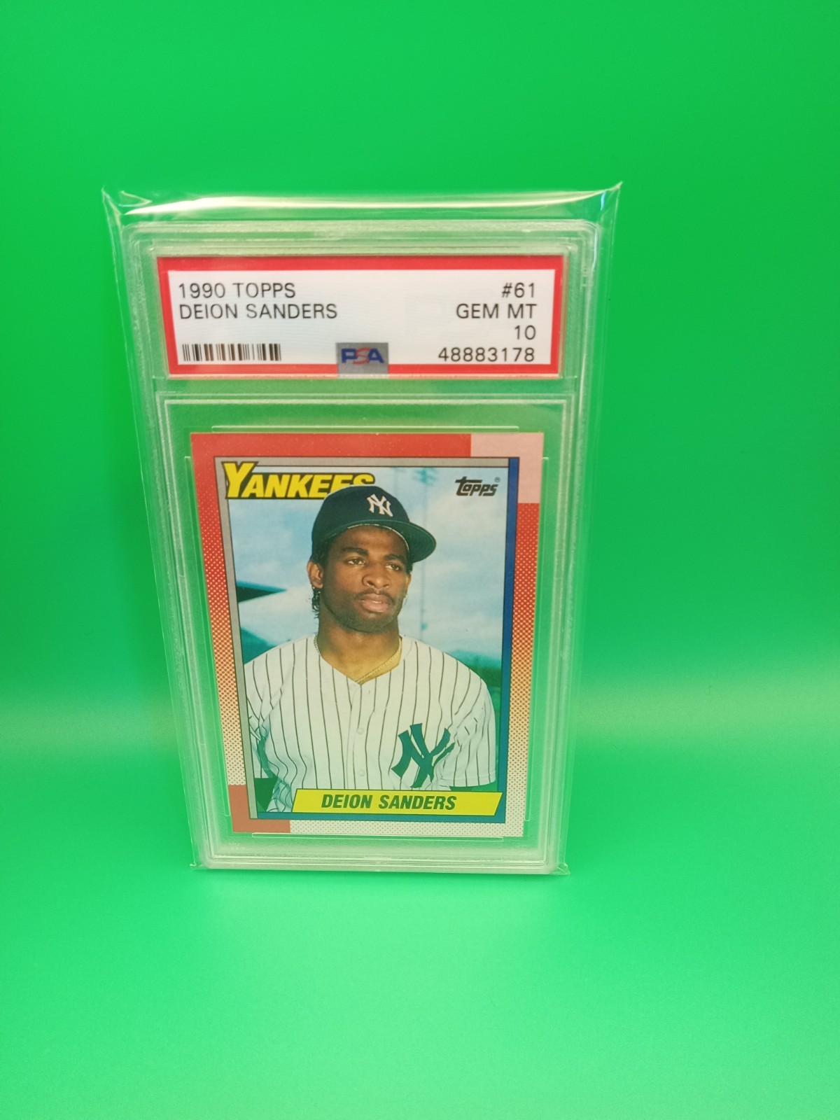 1990 TOPPS #61 DEION SANDERS RC YANKEES PSA 10
