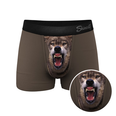 Shinesty ''The Grey's Growl'' Wolf Print Ball Hammock  Pouch Trunks Underwear
