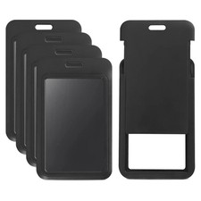 ID Badge Holder 5 Pcs Vertical Plastic Lanyard Card Protector