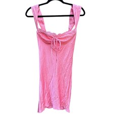 Womens Large Mini Slip Dress Pink Lace Satin Coquette Barbiecore Fairy Dainty