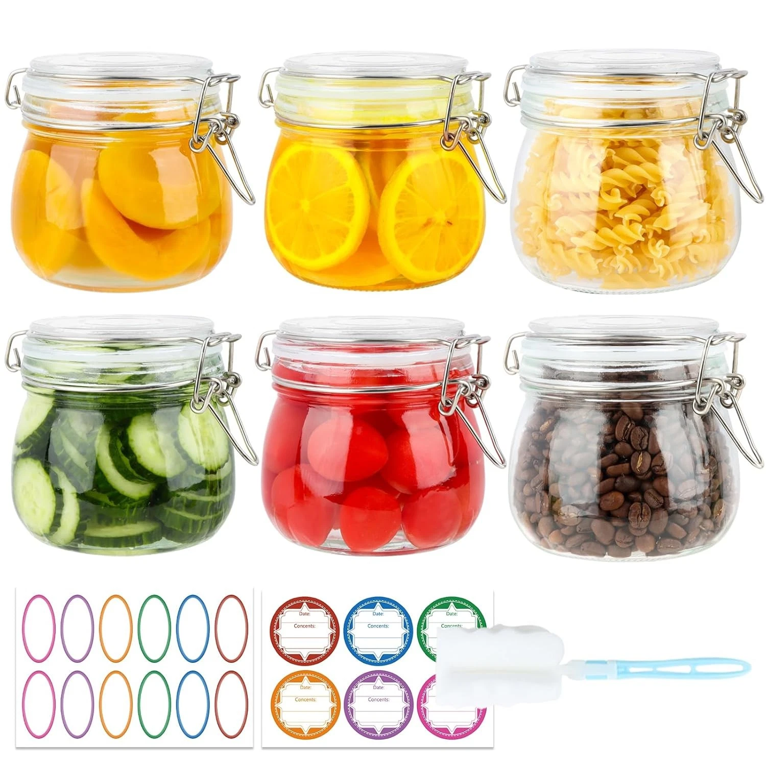 16 oz Glass Jars with Airtight Lids 6 Pack Wide Mouth Mason Canning Jars