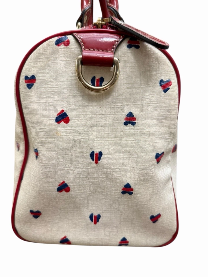 Auténtico Bolso Cartera Gucci Joy Boston Blanco Rojo Azul Corazón Recubierto Lona Foto 4 de 4