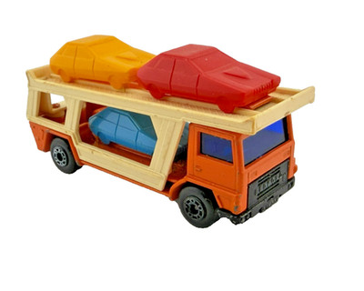 Matchbox Lesney Car Transporter Truck 1976 1:64 Vintage Diecast w/ 3 Cars