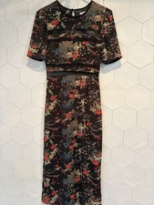 Urban Outfitters Black Floral Chiffon Maxi Dress Lace Trim Sheer S