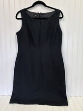 Talbots Petites Black Sleeveless Silk Blend Textured Dress Sz 12P Sheath Career