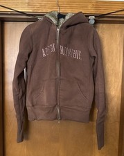 Vintage Abercrombie  Fitch Faux Fur Y2K Brown Hoodie, Size Large