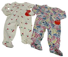 Wonder Nation Sleep & Play Lot 2 Footed Pajamas 0-3M Floral Cherry NWT Cotton