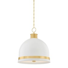 Hudson Valley Briscoe 3Lt Pendant, Aged Brass/White Glass - 2133-AGB-SWH