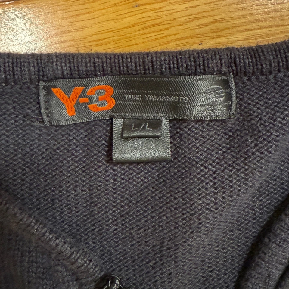 Rare Y3 Yohji Yamamoto Y2K Large Dragon Wing V Neck Knit Sweater Black Asian - Image 3 of 4