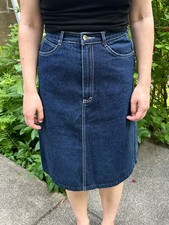 80s Gitano Denim Skirt Knee Length with Pockets Dark Wash - Size XS 26" Waist