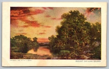 Vintage 1904 Sunset on Long Island Postcard by W.R. Hearst