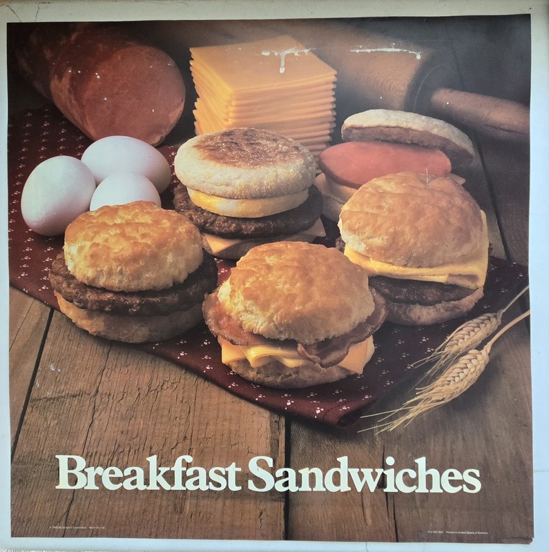1985 McDonald's Breakfast Translite sign 21.75" X 21.75" Advertising Display 