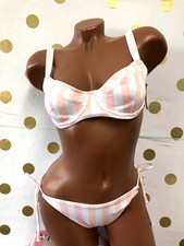 Victorias Secret Swim Wicked Sling Top Bikini Bottom 2 Piece Set Pink Stripe NWT