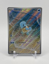 squirtle full art pokemon card Autographed Vintage 1st Gen proof acrylic case and featuring a striking image of the captivating character Squirtle 170/165 AR Full Art