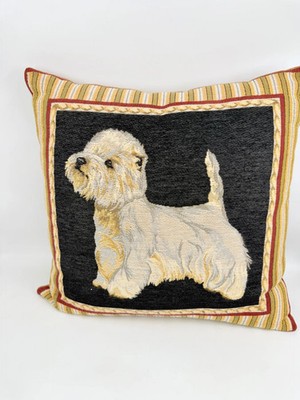 Borgata Tapestry Pillow Westie Dog West Highland White Terrier Velvet Back 18''
