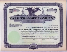 Yale Transit Company Stock Certificate Steamboat Shipping Great Lakes