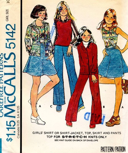 1970s VTG McCall's Children's Shirt,Jacket,Top,Skirt&Pants Pattern 5142 S 10