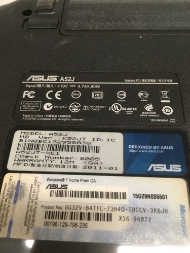 ASUS A52J 15" (AS IS) Intel Pentium P6100 @ 2 GHz - JZ - Picture 3 of 9