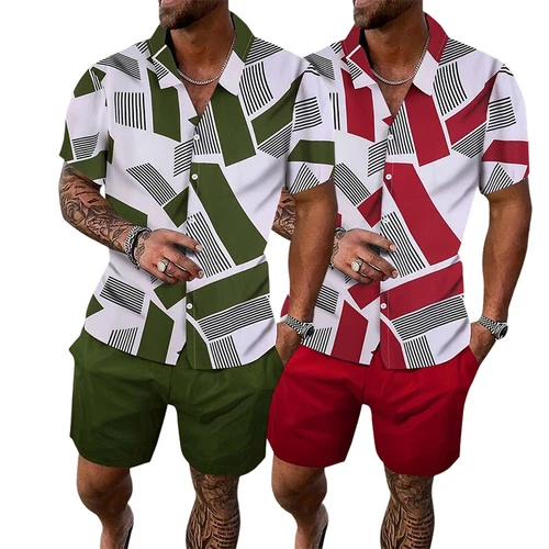 Men 2-Piece Set Summer Outfit Short Sleeve Sweatshirt T Shirts And Shorts Suits